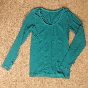 Fabletics turquoise long sleeve workout shirt